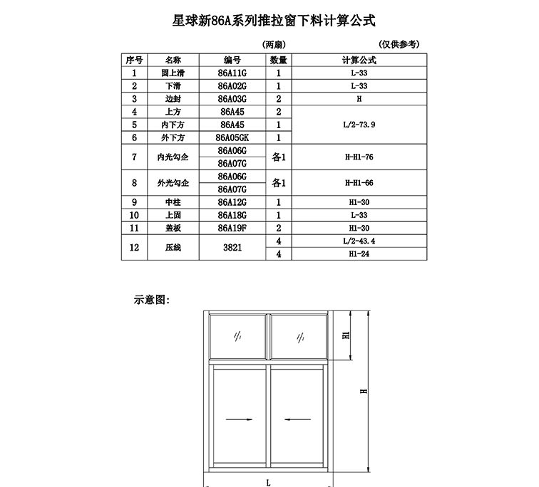 86A系列计算公式